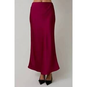 NEW SUNDAY EDITION bias cut satin midi skirt in cranberry